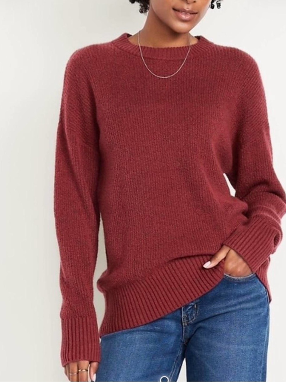 Old Navy Ribbed Crewneck Sweater in Brick Red